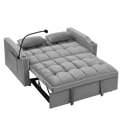 55.5" Foldable Velvet Sofa Bed
