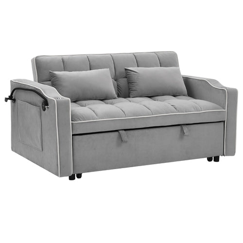 55.5" Foldable Velvet Sofa Bed