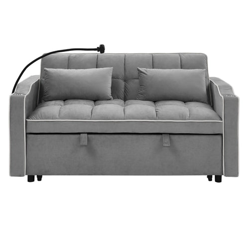 55.5" Foldable Velvet Sofa Bed