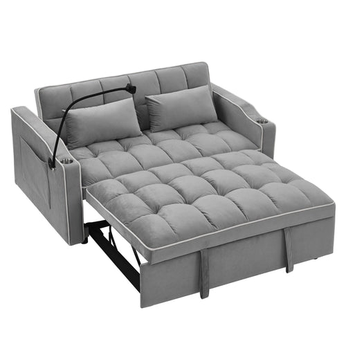 55.5" Foldable Velvet Sofa Bed