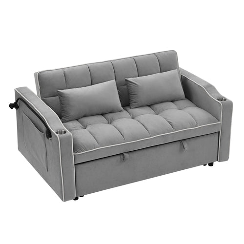 55.5" Foldable Velvet Sofa Bed